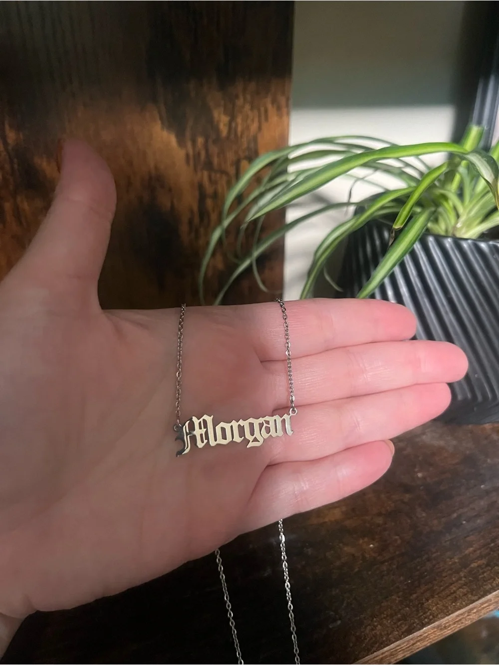 Personalized Morgan Script Name Necklace - Silver